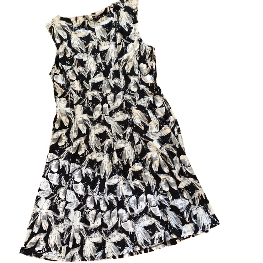 Connected Apparel Dress, Size 14, Black & White Floral - Picture 2 of 9